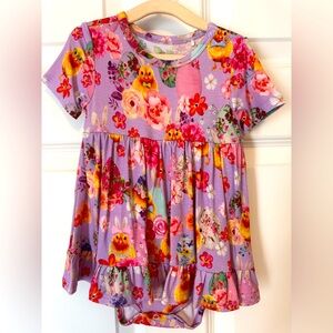 Posh Peanut short sleeve dress with fancy chicks and flowers